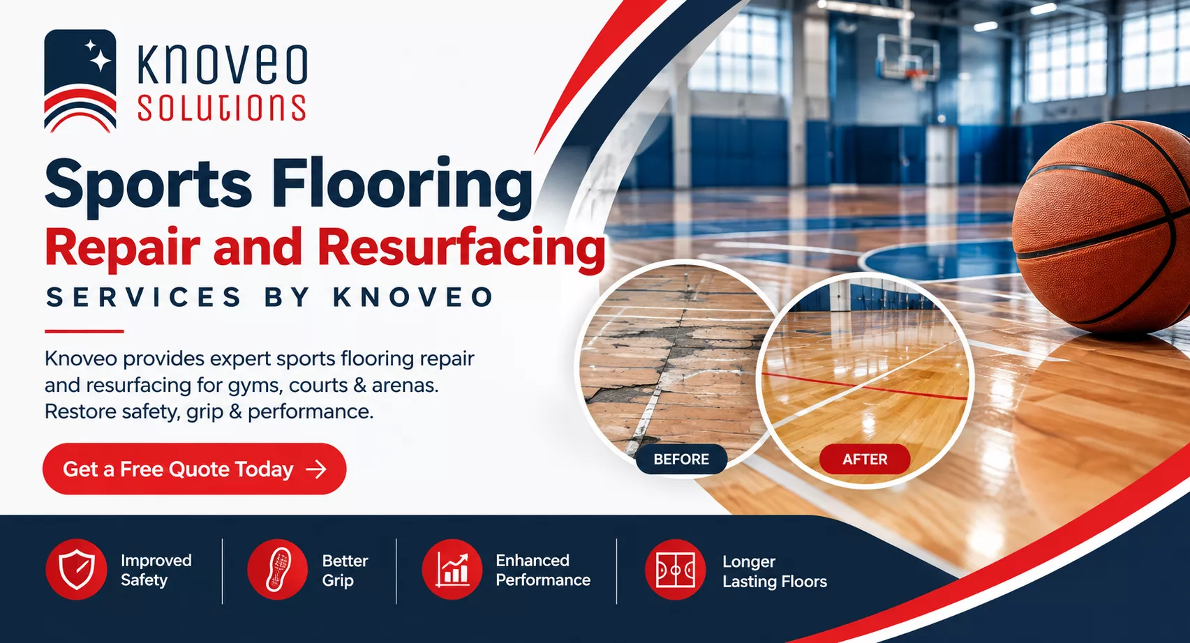 Sports Flooring Repair and Resurfacing Services by Knoveo